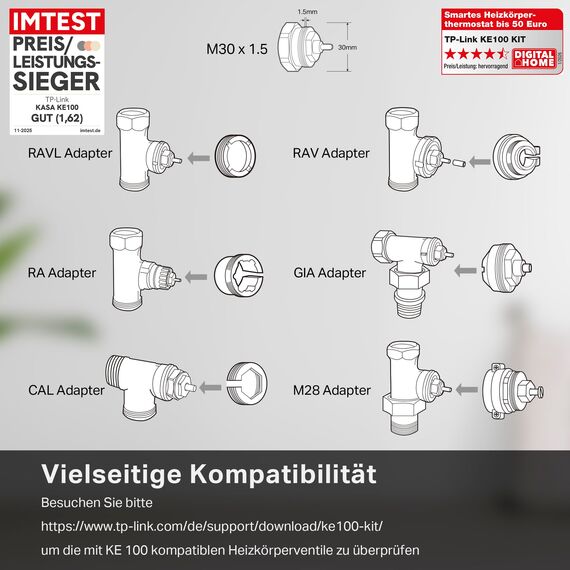 TP-Link smartes Heizkörperthermostat - Erweiterungseinheit, benötigt Kasa Hub, Heizungssteuerung (Kasa App, Zeitpläne, Geofencing, Fensteröffnungserkennung), Matter, Alexa, Apple Home