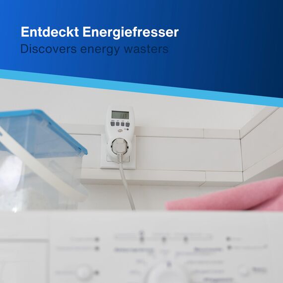 REV Stromzähler mit Kostenberechnung, Energiekostenmessgerät, Stromverbrauch messen Energie, weiß