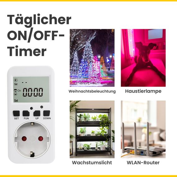 Offgridtec Digitaler Timer-Schalter mit Dämmerungssensor, 4 Modi, Einstellbare Helligkeit 0–99, Countdown, Auto EIN/AUS & Immer-EIN, Energiesparende Hausautomatisierung (230V 50Hz, 16A 3680W)