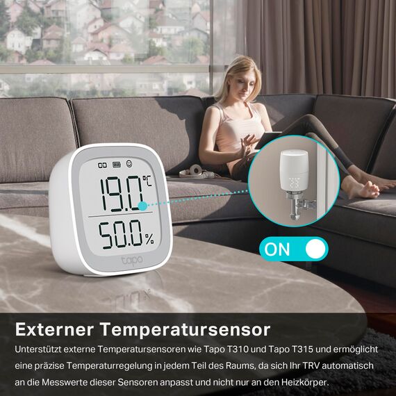 TP-Link smartes Heizkörperthermostat - Erweiterungseinheit, benötigt Kasa Hub, Heizungssteuerung (Kasa App, Zeitpläne, Geofencing, Fensteröffnungserkennung), Matter, Alexa, Apple Home