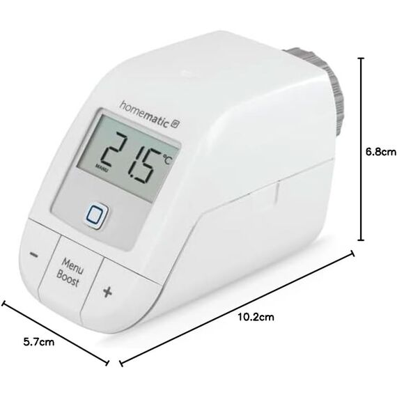 Homematic IP Heizkörperthermostat – Basic, Smart Home, digitaler Thermostat Heizung, Steuerung per App, Alexa, Google Home, einfache Installation, Energie sparen, 153412A3