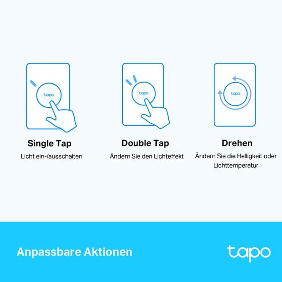 Tapo S200D Smart Remote Dimmer Switch, Smart Button, Benutzerdefinierte Aktionen, Felixible Montage & Steuerung, Lange Batterielebensdauer, Smarte Hub Tapo H100 Erforderlich