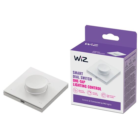 WiZ Smart Dial Switch - tragbare Dimm- und Szenensteuerung mit nur einem Klick, aufladbar über USB, steuert alle „Connected by WiZ“Lampen