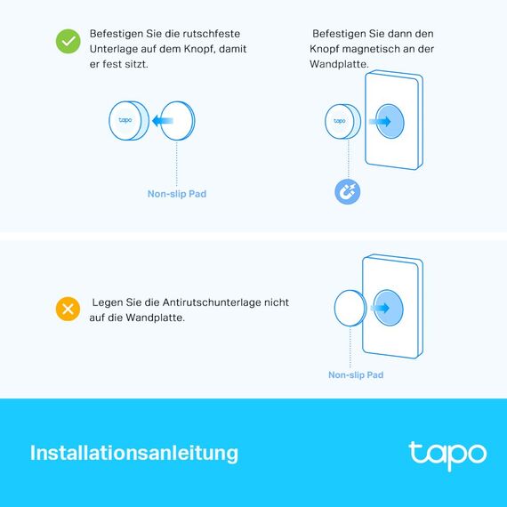 Tapo S200D Smart Remote Dimmer Switch, Smart Button, Benutzerdefinierte Aktionen, Felixible Montage & Steuerung, Lange Batterielebensdauer, Smarte Hub Tapo H100 Erforderlich