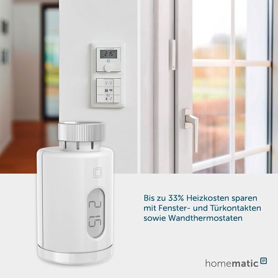 Homematic IP Smart Home Heizkörperthermostat – Pure, digitaler Thermostat Heizung, Steuerung per App, Alexa, Google Assistant, einfache Installation, Energie sparen, 161046A0