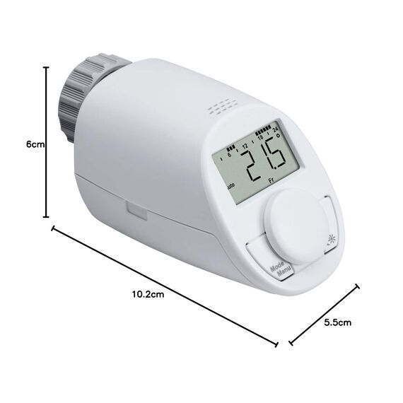 eqiva 5er Set Elektronik-Heizkörperthermostat Model N mit Boost-Funktion und leisem Kompaktgetriebe