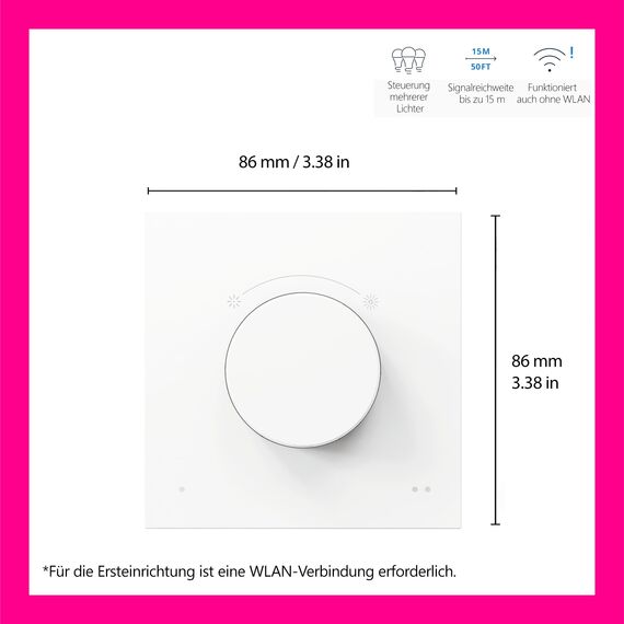 WiZ Smart Dial Switch - tragbare Dimm- und Szenensteuerung mit nur einem Klick, aufladbar über USB, steuert alle „Connected by WiZ“Lampen