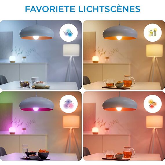 WiZmote Fernbedienung (inkl. Batterien), smarter Lichtschalter zur Lichtsteuerung aller WiZ Lampen und Leuchten im gesamten Haus, schwarz