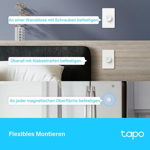 Tapo S200D Smart Remote Dimmer Switch, Smart Button, Benutzerdefinierte Aktionen, Felixible Montage & Steuerung, Lange Batterielebensdauer, Smarte Hub Tapo H100 Erforderlich