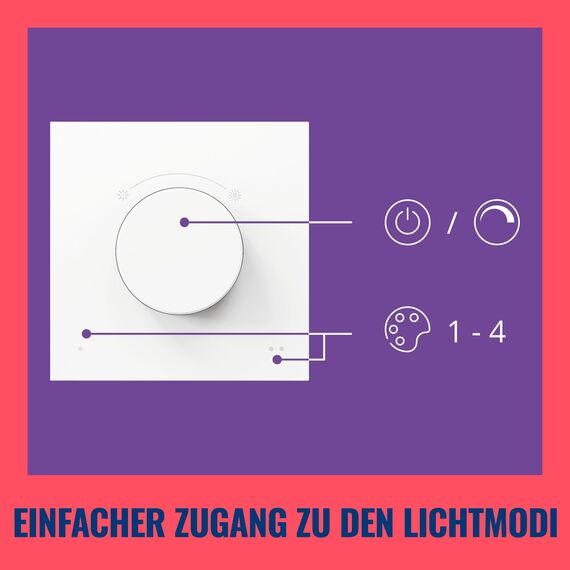 WiZ Smart Dial Switch - tragbare Dimm- und Szenensteuerung mit nur einem Klick, aufladbar über USB, steuert alle „Connected by WiZ“Lampen