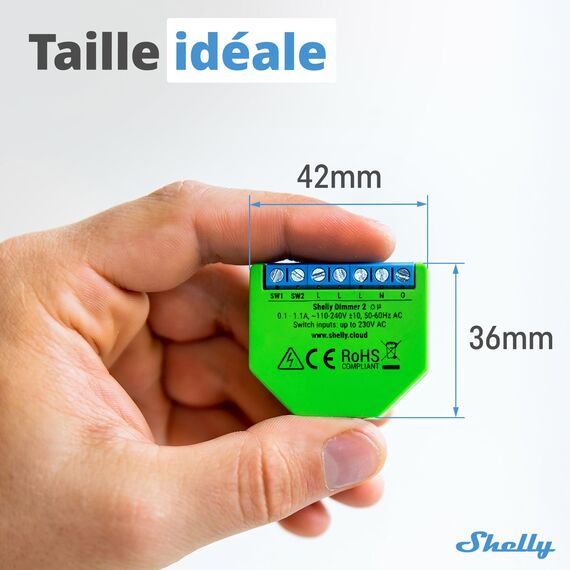 Shelly Dimmer 2, Intelligenter Wlan Dimmer, Kein Neutralleiter nötig, Hausautomatisierung, Kompatibel mit Alexa & Google Home, iOS Android App, Kein Hub erforderlich, Dimmbare Lichter (4 Stück)