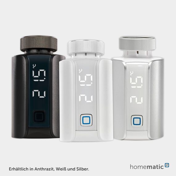 Homematic IP Smart Home Starter Set mit Access Point 2 + 2X Heizkörperthermostat – Evo, beide anthrazit, digitaler Thermostat Heizung, Steuerung per App, Alexa, Google Assistant, Energie sparen