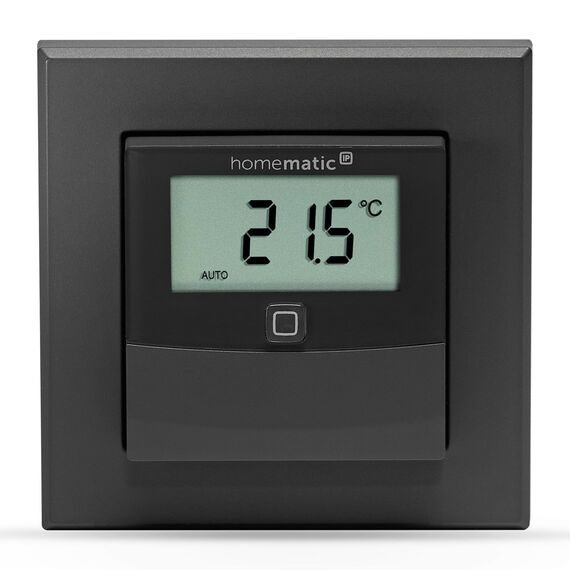 Homematic IP Temperatur- und Luftfeuchtigkeitssensor mit Display – innen, Smart Home, anthrazit, steuert Heizkörper/Fußbodenheizung per App, Alexa, Temperaturmessung, Energie sparen, 160551A0