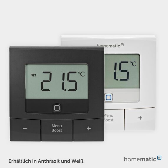 Homematic IP Wandthermostat – Basic, anthrazit, Smart Home, digitales Thermostat für Heizkörper mit/ohne App, Alexa, Google Home, Temperaturmessung, Energie sparen, 160554A0