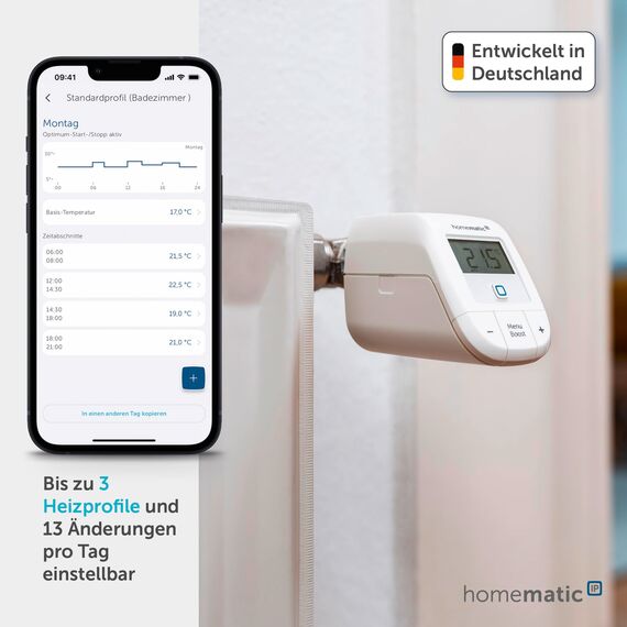 Homematic IP Heizkörperthermostat – Basic (2x) + Wandthermostat – Basic, Smart Home, digitaler Thermostat Heizung, Steuerung mit oder ohne App, Alexa, Google Home, digitales Thermostat für Heizkörper