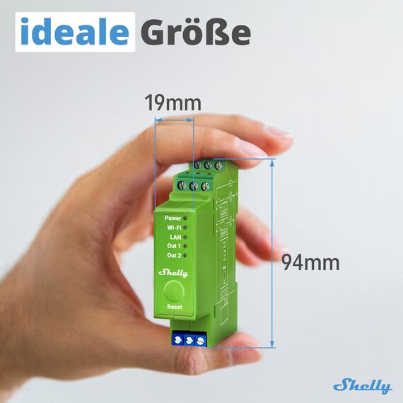 Shelly Pro Dimmer 2PM - WLAN & LAN Smart-Dimmer-Schalter, Einphasig, 2 Kanal, 200W, LED & Halogen, Verbrauchsmessung, Nachtmodus, Hutschiene, Heimautomatisierung, Kein Hub Erforderlich