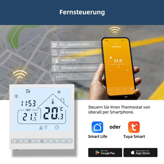 BEOK CONTROLS Smart Thermostat Heizungsthermostat Raumthermostat WiFi Intelligente Thermostate Für Gaskessel und Wasser Fußbodenheizung Kompatibel Alexa,Google Assistant 3A TOL47WIFI 230v