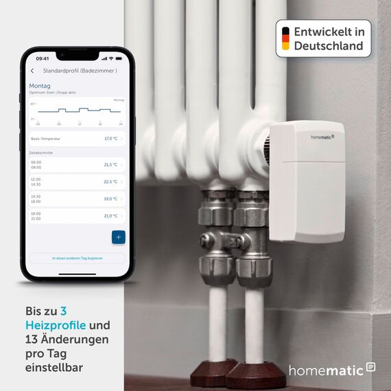 Homematic IP Heizkörperthermostat – kompakt, Smart Home, digitaler Thermostat Heizung, Heizungsthermostat, Steuerung per App, Alexa & Google Home, einfache Installation, Energie sparen, 155648A0