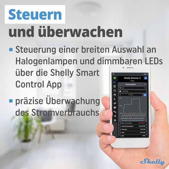Shelly Dimmer 2 | Intelligenter Wlan Dimmer | Kein Neutralleiter nötig | Hausautomatisierung | Kompatibel mit Alexa & Google Home | iOS Android App | Kein Hub erforderlich | Dimmbare Lichter (2 Pack)