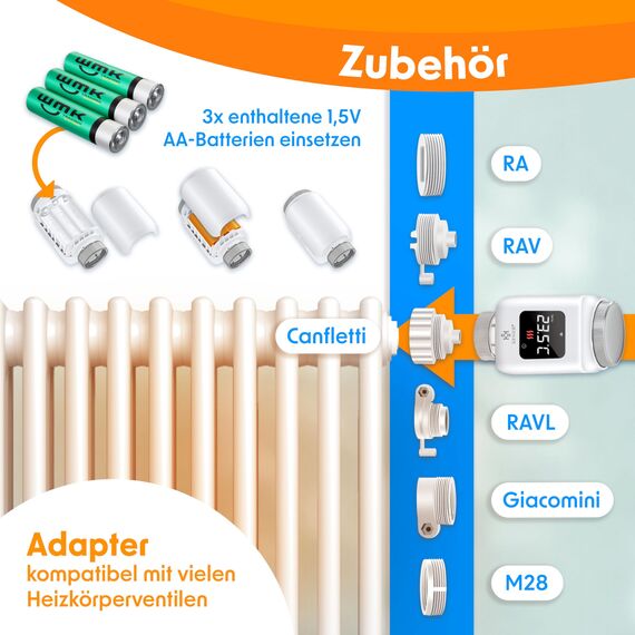 KESSER® Heizkörperthermostat 3er Set WiFi Heizungsregler | Heizungsthermostat WLAN mit Smart Home App Steuerung | Thermostat Alexa, Google Assistant mit 6 Heizkörperventilen | Energie & Kosten sparen