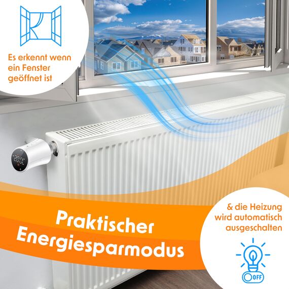KESSER® Heizkörperthermostat 2er Set WiFi Heizungsregler | Heizungsthermostat WLAN mit Smart Home App Steuerung | Thermostat Alexa, Google Assistant mit 6 Heizkörperventilen | Energie & Kosten sparen