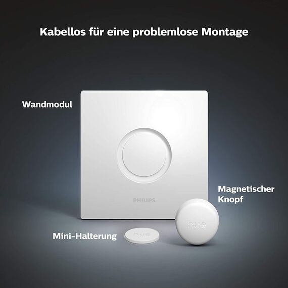 Philips Hue Smart Button für Hue Lichtsysteme, Smarter Dimmer zur Steuerung von Leuchten, kabelloser Lichtschalter ohne Installation, weiß, alte Generation