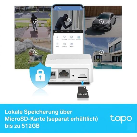 TP-Link Tapo H200 Smart IoT Hub, bis zu 64 Schalter & Sensoren oder Tasten + 4 Batteriekameras oder Türklingeln, Nicht kompatibel mit Tapo Kameramodelle mit Netzkabel, Kasa Thermostat KE100