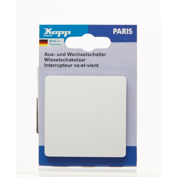 Kopp PARIS Universalschalter in Arktis-Weiß - Lichtschalter-Unterputz mit 10AX Schaltvermögen - Hochwertiger IP20 Schalter mit Steckklemmen - Stilvoller Wechselschalter-Unterputz 250V~