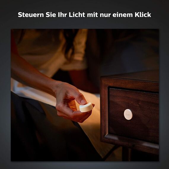 Philips Hue Smart Button für Hue Lichtsysteme, Smarter Dimmer zur Steuerung von Leuchten, kabelloser Lichtschalter ohne Installation, weiß, alte Generation