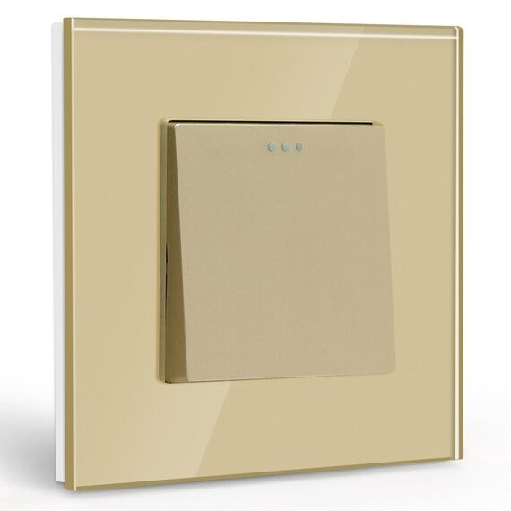 BSEED Lichtschalter 1 Fach 1 Weg Glas Lichtschalter Unterputz Taste Schalter Wandschalter Kristall Kippschalter Gold