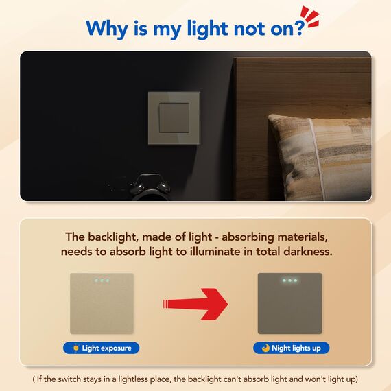 BSEED Lichtschalter 1 Fach 3 Wege Glas Schaltumschalter Unterputz Taste Schalter Kreuzschalter Gold Kristall Kippschalter 2Pack