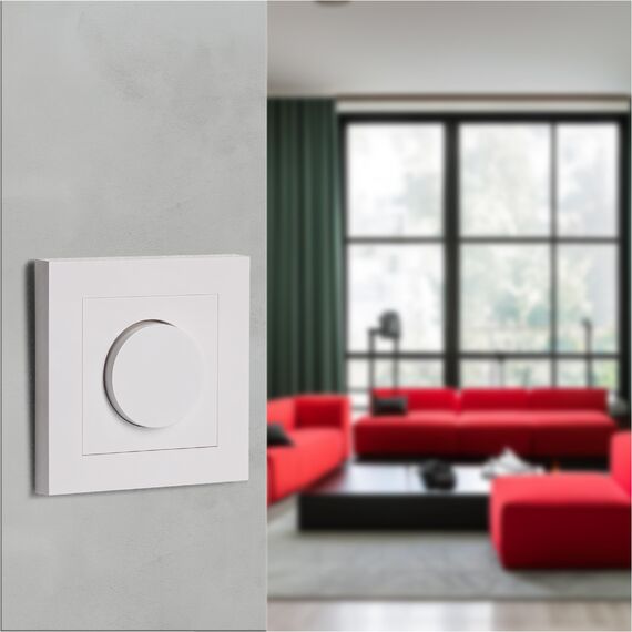 Proventa LED Dimmer 230V – Trailing Edge Dimmschalter 250W, Drehdimmer für dimmbare LED & Halogenlampen, Unterputz, IP20, 2-Draht-System, weiß glänzend, kompatibel mit Markenschalterprogrammen