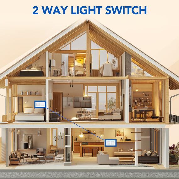 BSEED Lichtschalter 1 Fach 2 Wege +1 Fach 2 Wege Glas Lichtschalter Unterputz Taste Schalter Wechselschalter Weiß Kristall Kippschalter