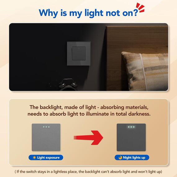 BSEED Lichtschalter 1 Fach 3 Wege Glas Lichtschalter Unterputz Taste Schalter Wechselschalter Grau Kristall Kippschalter