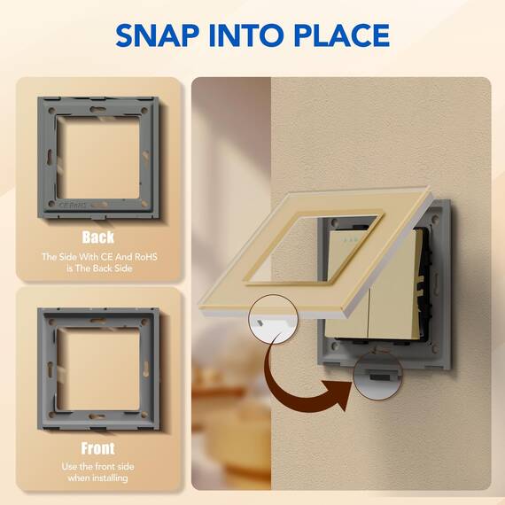 BSEED Lichtschalter 2 Fach 2 Wege Glas Lichtschalter Unterputz Taste Schalter Wechselschalter Gold Kristall Kippschalter 3Pack