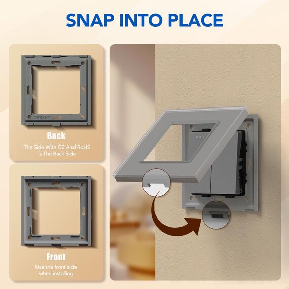 BSEED Lichtschalter 2 Fach 2 Wege Glas Lichtschalter Unterputz Taste Schalter Wechselschalter Grau Kristall Kippschalter 2Pack