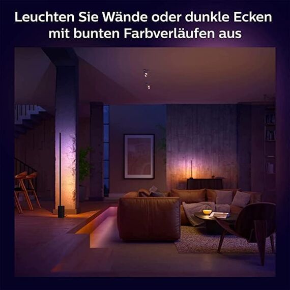 Philips Hue White & Color Ambiance Gradient Signe LED Stehleuchte (2.550 lm), dimmbare Lichtsäule mit 16 Mio. Farben & Farbverläufen, smarte Lichtsteuerung über Sprache und App, schwarz