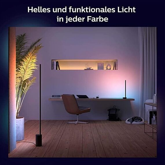 Philips Hue White & Color Ambiance Gradient Signe LED Stehleuchte (2.550 lm), dimmbare Lichtsäule mit 16 Mio. Farben & Farbverläufen, smarte Lichtsteuerung über Sprache und App, schwarz