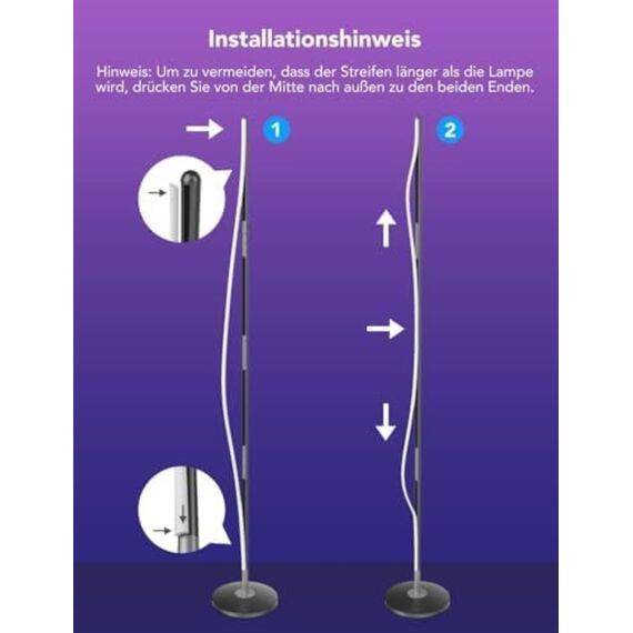Govee RGBIC LED Stehlampe Wohnzimmer, WiFi Stehlampe Dimmbar, Arbeiten Sie mit Alexa und Matter, 16 Millionen Farben, 85 Szenenmodi, Musikmodi, DIY-Modus Standleuchte für Schlafzimmer Gaming, Schwarz