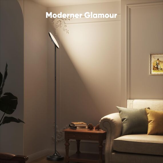 SIBRILLE Stehlampe Wohnzimmer 36W, Superhelle Stehlampe Dimmbar mit Fernbedienung, 3000K-6000K Deckenfluter LED Dimmbar Hohe Stehleuchte, Drehbare Leselampe für Wohnzimmer Schlafzimmer Büro