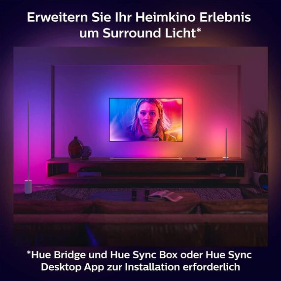 Philips Hue White & Color Ambiance Gradient Signe LED Stehleuchte (2.550 lm), dimmbare Lichtsäule mit 16 Mio. Farben & Farbverläufen, smarte Lichtsteuerung über Sprache und App, schwarz