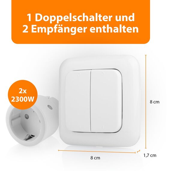 Smartwares SH4-99575 Indoor-Steckdosenschalterset mit Doppellichtschalter – Plug & Connect, 2Smarte Steckdosen, Drahtloser Doppelter Lichtschalter.433,92 MHz Frequenz, 30m Funkreichweite,2300WLeistung