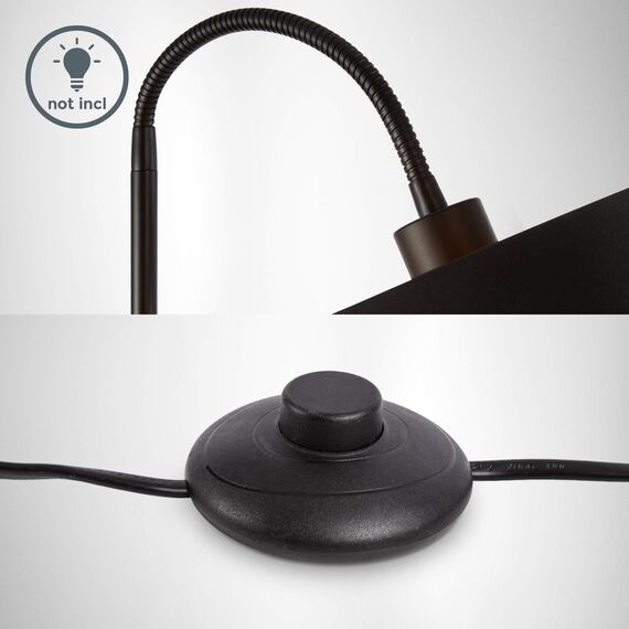 B.K.Licht - Stehlampe Vintage mit Fußtaster, Lampenschirm aus Stoff, schwenkbar, Leselampe, Deko Wohnzimmer, Lampe, Deckenfluter, Bogenlampe, Standleuchte, Industrial, 25x145 cm, Schwarz-Gold