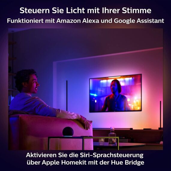 Philips Hue White & Color Ambiance Gradient Signe LED Stehleuchte (2.550 lm), dimmbare Lichtsäule mit 16 Mio. Farben & Farbverläufen, smarte Lichtsteuerung über Sprache und App, schwarz