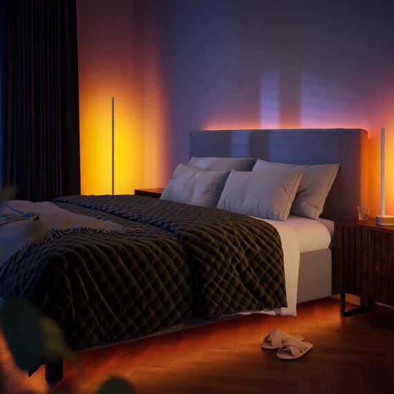 Philips Hue White & Color Ambiance Gradient Signe Oak Tischleuchte 730lm, Holzoptik, bis zu 16 Mio. Farben, steuerbar via App, kompatibel mit Amazon Alexa (Echo, Echo Dot)