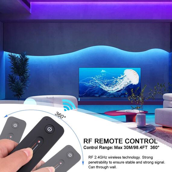 JOYLIT RGBW LED Controller mit Fernbedienung 2.4GHz RF (VP+R14), DC 12-24V 4 Kanal 4A/CH 192W-384W Controller, Sensitive Touch Slider Fernbedienung für RGB, RGBW, CCT COB SMD LED Streifen