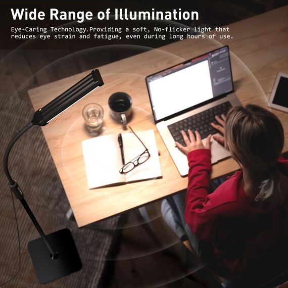 Mojimdo 120 LED Stehlampe, helle Stehlampen für Wohnzimmer, 3 Farbmodi & 10 Helligkeiten 3000K-6000K Standlicht, Schwanenhals Leselampe mit Fernbedienungen für Schlafzimmer Büro