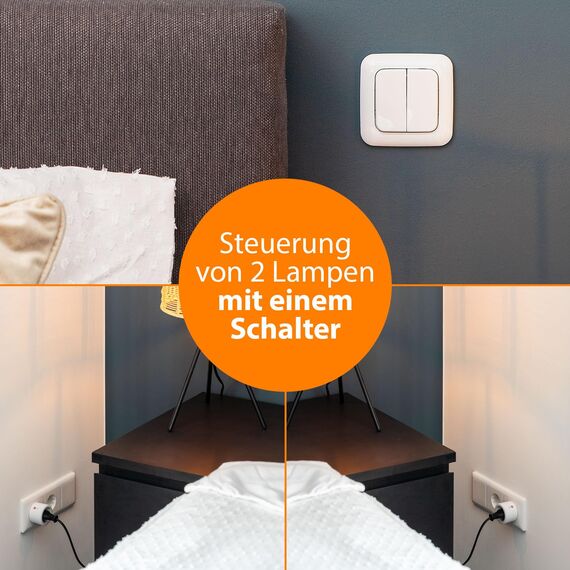 Smartwares SH4-99575 Indoor-Steckdosenschalterset mit Doppellichtschalter – Plug & Connect, 2Smarte Steckdosen, Drahtloser Doppelter Lichtschalter.433,92 MHz Frequenz, 30m Funkreichweite,2300WLeistung