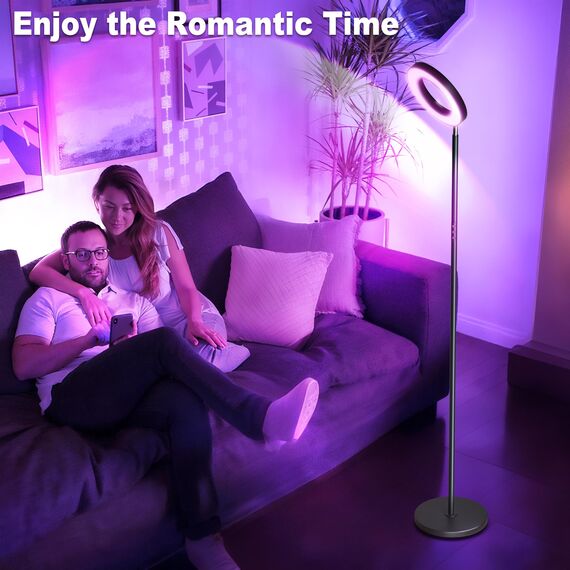 RGB Stehlampe LED Dimmbare，42W Superhelle Farbwechsel Standleuchte Doppelseitig Modern Deckenfluter mit Fernbedienung , 2700K-6500K Touch Stehlampe Leselampe für Wohnzimmer Schlafzimmer Büro Hotel