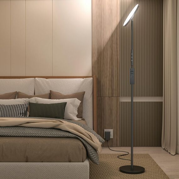 LED Stehlampe Deckenfluter, 3600LM 36W Super Hell Dimmbar Stehlampe Wohnzimmer 2700K-6500K Stufenloses Dimmen, Fernbedienung und Touch-Steuerung, Moderne Standleuchte für Wohnzimmer Schlafzimmer Büro